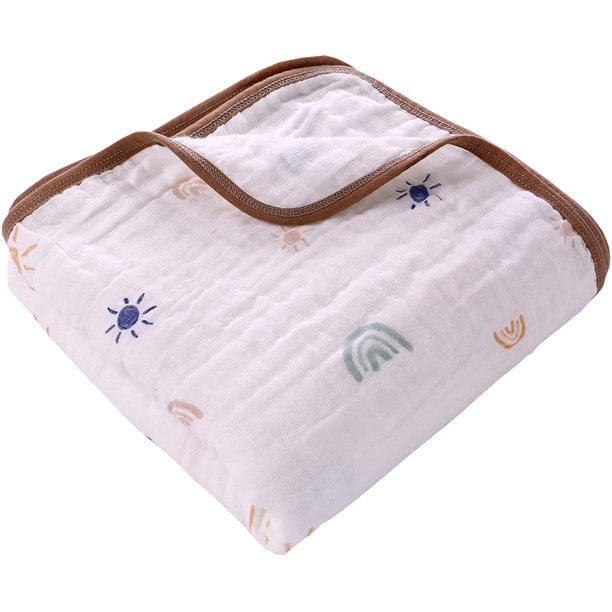 2 Layers,Rabbit Miracle Baby Muslin Swaddle Blankets Large Cotton Receiving Blanket Nursing Cover 55''x 39'' 